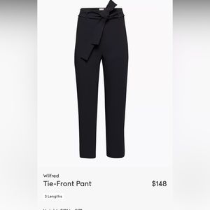 Aritzia Tie front black pant